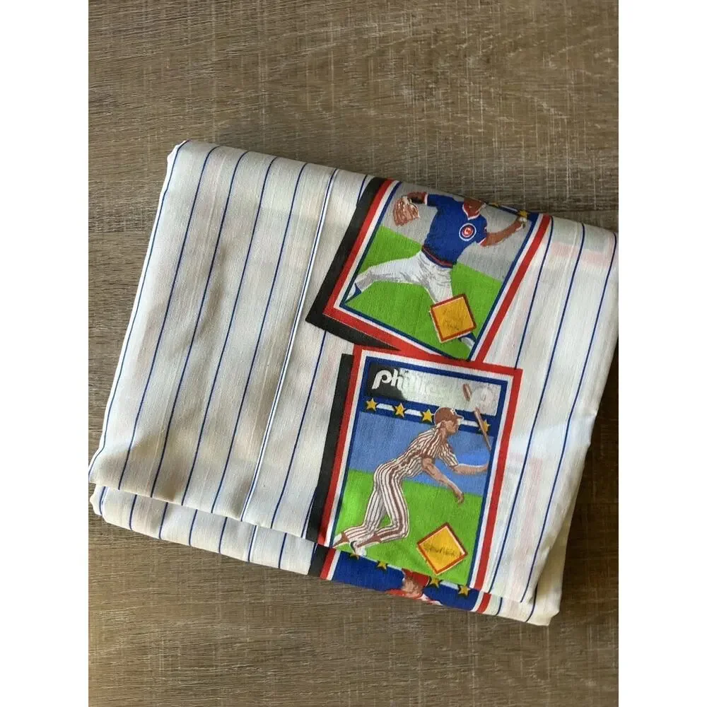 Vintage Baseball Twin Flat Sheet 80s MLB Expos Red Sox NOS USA Sports Bedding